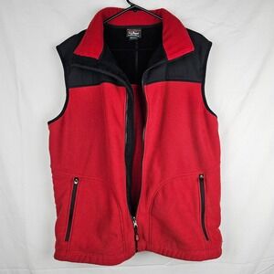 LL Bean Mens L-Reg Fleece Vest Red Black Wind Pro Polartec‎ Outdoor Outfit
